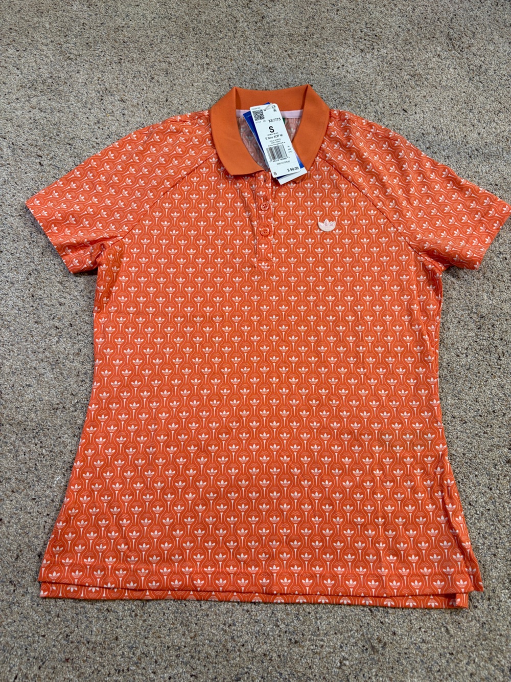 Women’s Orange Patterned Short-Sleeve Shirt Preppy Golf